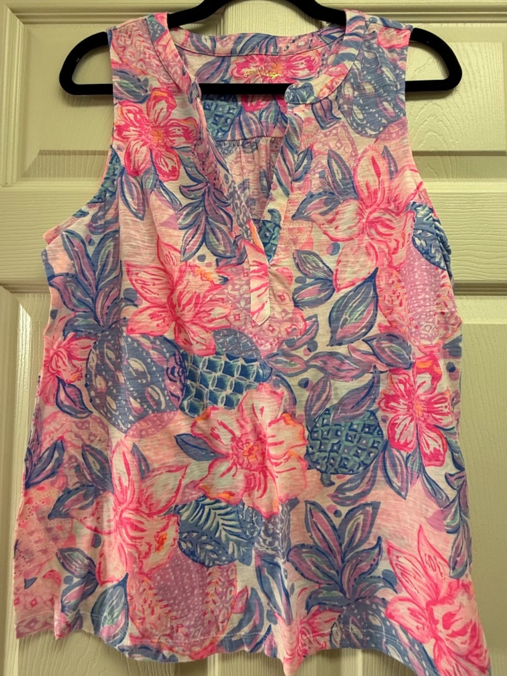 NWT Lilly Pulitzer sleeveless Dev Top in Pink Isle Snappy Turtle size L